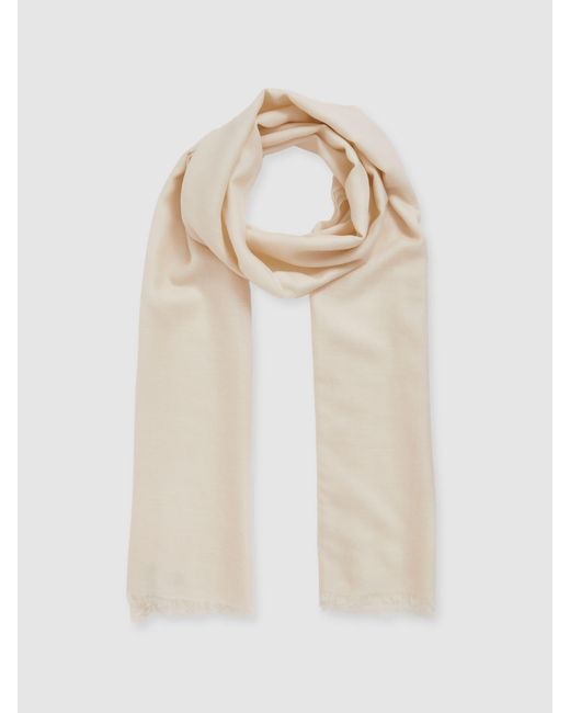 Reiss Heidi - Off White Wool-cashmere Lightweight Scarf, One