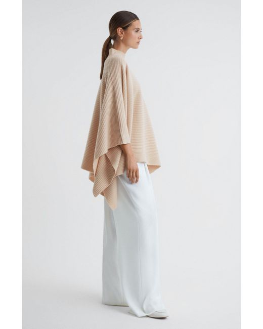 Reiss White Megan - Nude Relaxed Wool-cashmere Poncho