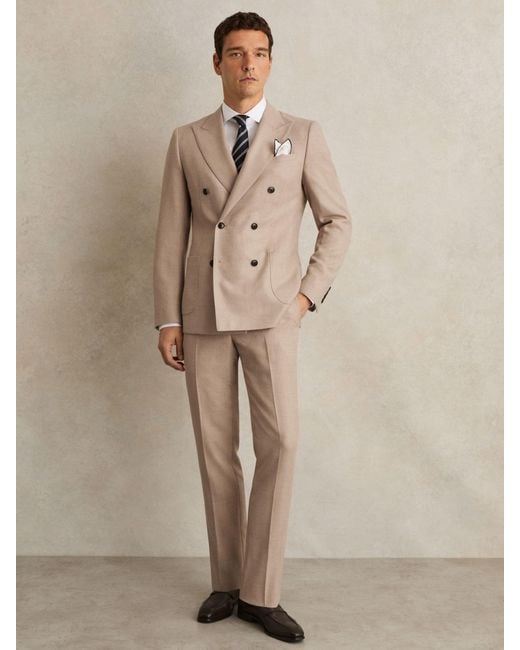 Reiss Natural Slim-Fit Wool-Blend Double-Breasted Suit Blazer for men