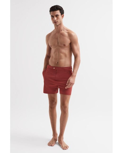 Reiss Red Sun - Russet Side Adjuster Swim Shorts for men