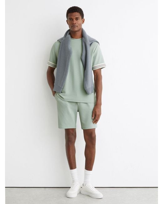 Reiss Blue Textured Side-Stripe Drawstring Shorts for men