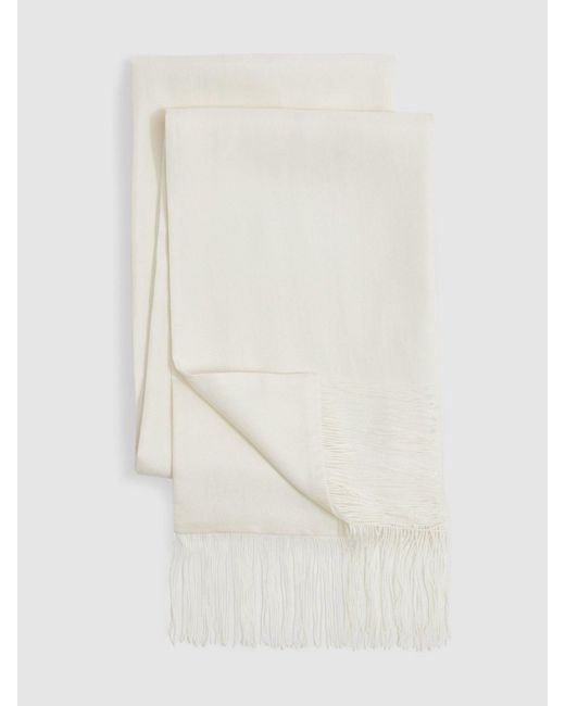 Reiss White Meyer - Ivory Silk Fringed Scarf, One for men