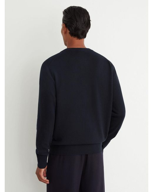 Reiss Blue Wool-Cashmere Jersey-Knit Cardigan for men