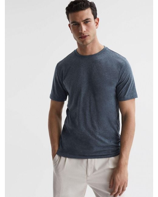 Reiss Bless - Airforce Blue Melange Crew Neck T-shirt, Xxl for men