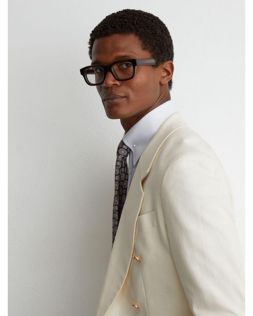 Reiss Natural Cotton Textured Double-Breasted Blazer Tailored-Fit for men