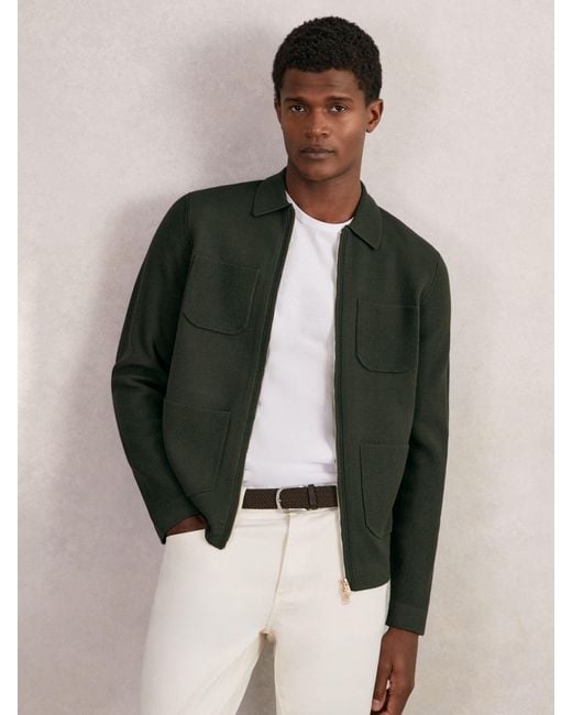 Reiss Multicolor Roberto - Forest Green Four-pocket Zip-through Cardigan, Xs for men