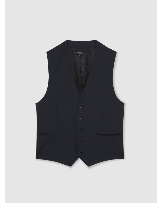 Reiss Blue Promise - Navy Wool-blend Tailored-fit Waistcoat, 38 R for men