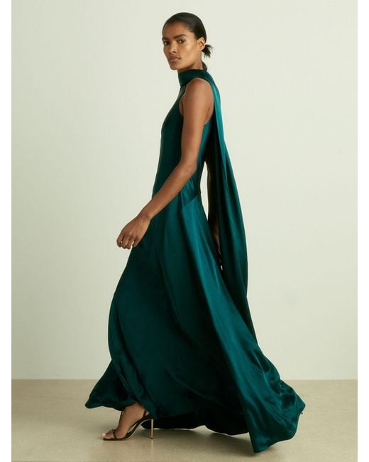 reiss green cape dress Fae Petite Satin Maxi in fancy cape dress