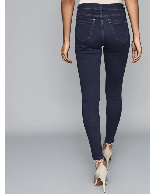 Reiss Blue Lux - Indigo Lux Mid Rise Skinny Jeans, 24r