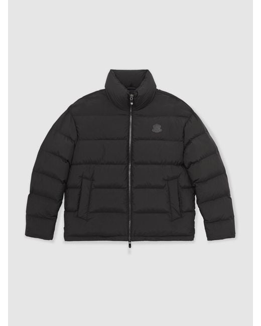 Reiss Black Monogram Quilted Relaxed Puffer Jacket for men
