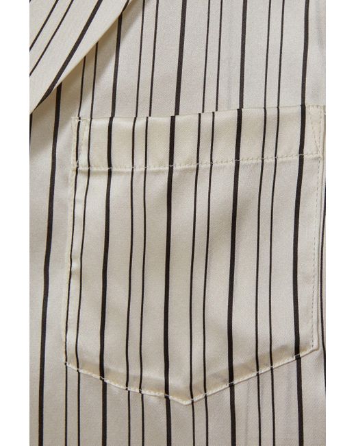 PAIGE Gray Silk Striped Shirt