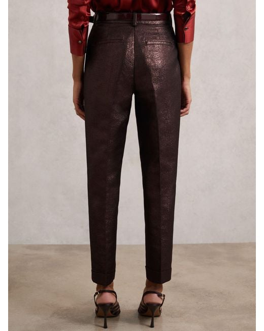 Reiss Tapered Metallic Suit Trousers With Cotton