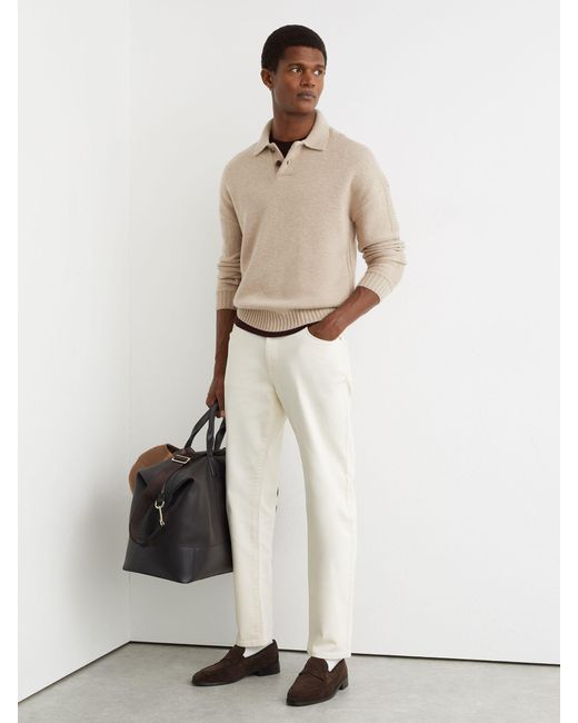 Reiss Natural Elm - Oatmeal Wool-blend Half-button Polo Jumper, L for men