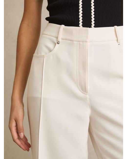 Reiss Natural Heather - Ivory Palazzo Tailored Trousers, 8