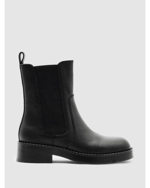 Reiss Black Phoebe Leather Chelsea Boots