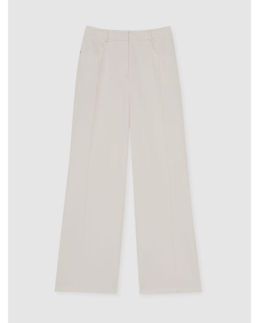 Reiss Natural Heather - Ivory Palazzo Tailored Trousers, 8