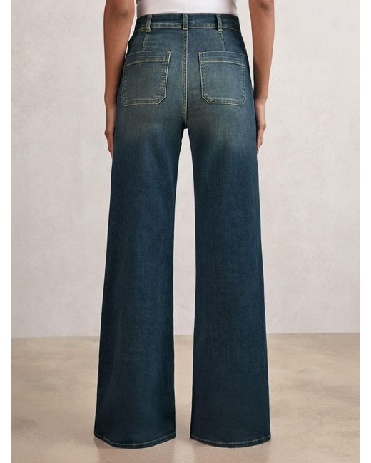 Reiss Blue Patch-Pocket Flared Jeans