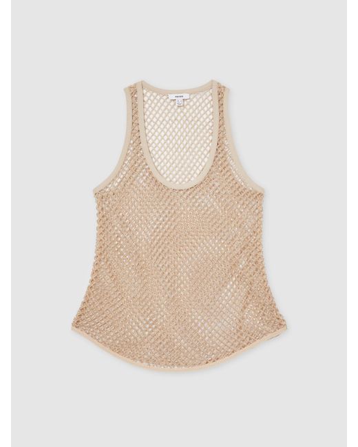 Reiss Natural Mesh Knit Beaded Vest