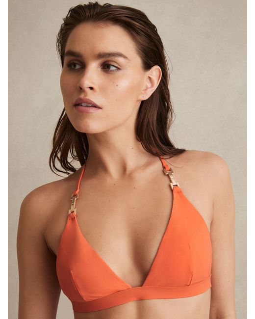 Reiss Natural Triangle Halter Neck Bikini Top