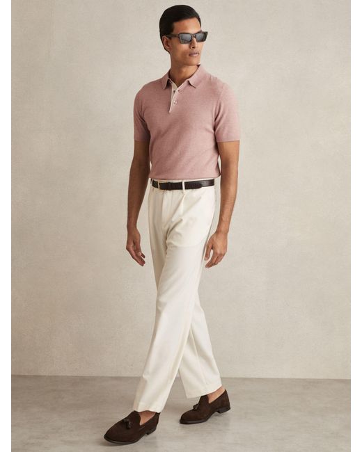 Reiss Pink Contrast Placket Polo Shirt With Cotton for men