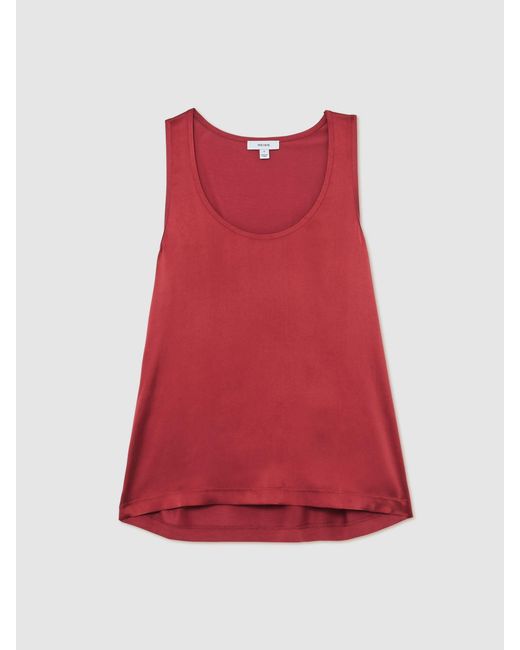Reiss Red Silk-Front Cami Top