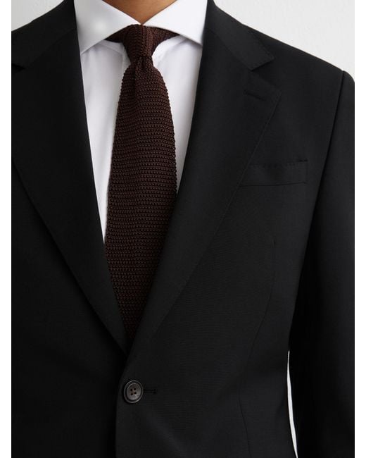 Reiss Promise - Black Tailored Fit Wool-blend Single-breasted Suit Blazer Tailored-fit, 48 S for men