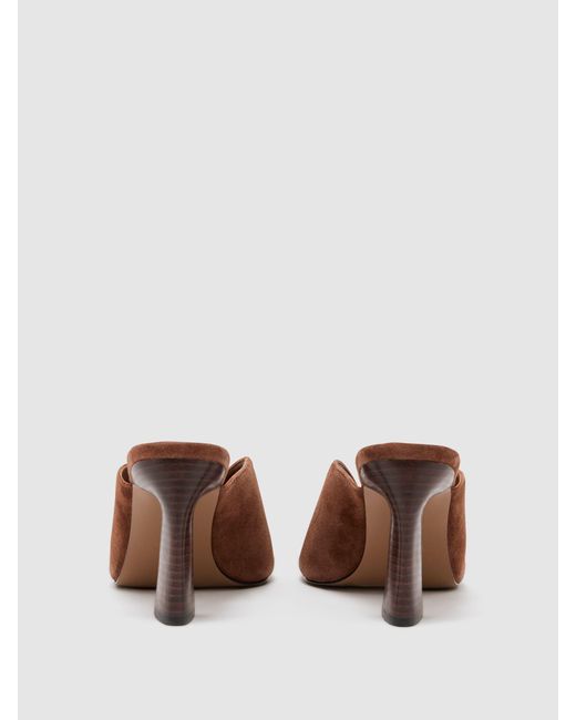 Reiss White Suede Block-Heel Sandals