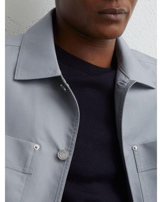 Reiss Blue Cotton-Twill Four-Pocket Overshirt for men