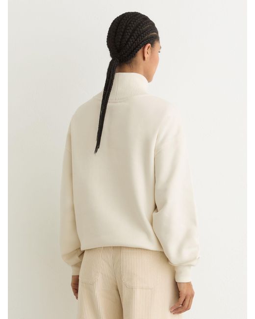 Reiss Natural Tanya - Cream Cotton Funnel-neck Sweatshirt, S (us 4-6)
