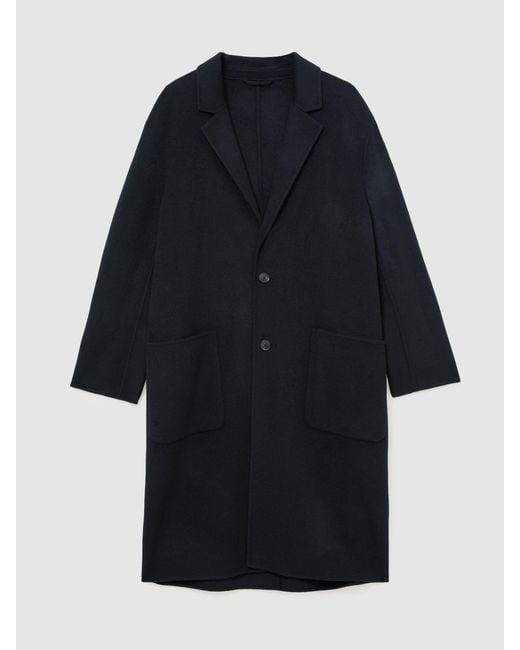 Reiss Blue Wool-Blend Blindseam Relaxed-Fit Coat for men