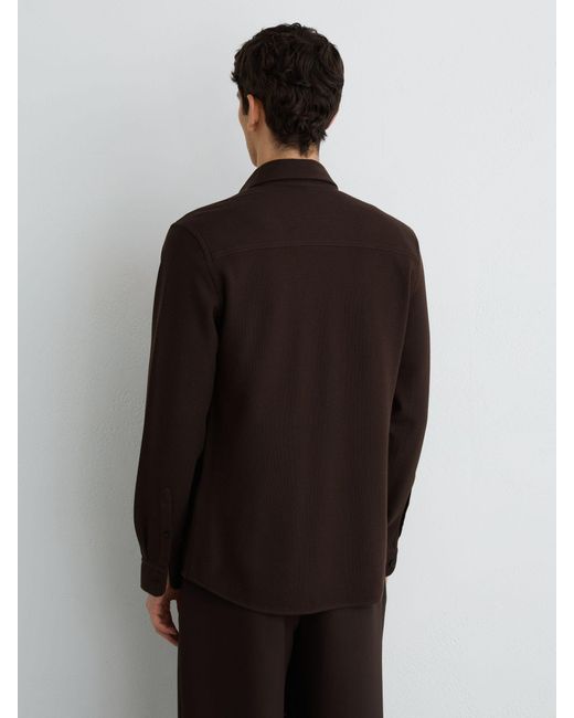 Reiss Black Forsithe - Brown Textured Twin-pocket Overshirt Cotton-blend, Xxl for men