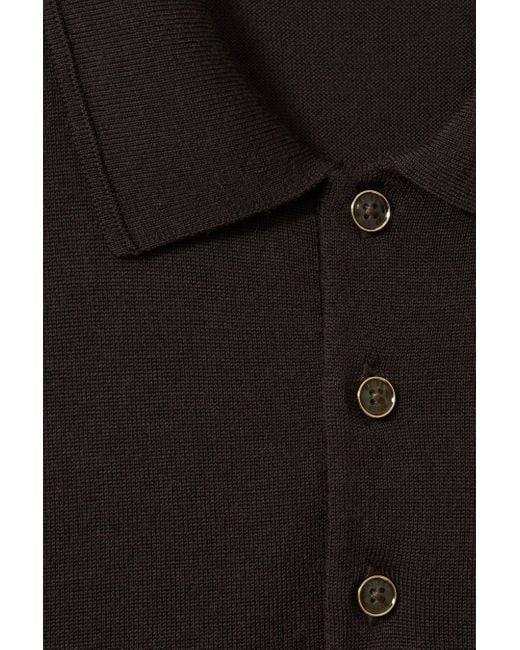 Reiss Manor - Coco Brown Merino Wool Polo Shirt for men