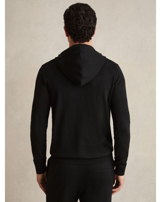 Reiss Black Holland Hoodie Wool Plain for men