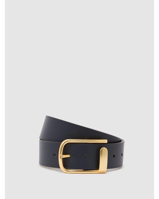 Reiss White Iyla - Navy Leather Half-keeper Belt, S (us 4-6)