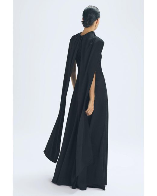 Reiss Keira - Black Atelier Duchess Satin Cape Maxi Dress