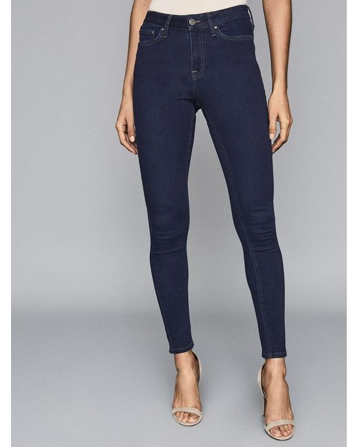 Reiss Blue Lux - Indigo Lux Mid Rise Skinny Jeans, 24r