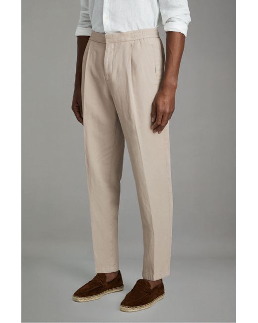 Reiss Gray Pact - Stone Relaxed Cotton Blend Elasticated Waist Trousers for men