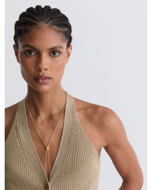 Reiss Metallic Rib-Knit Waistcoat