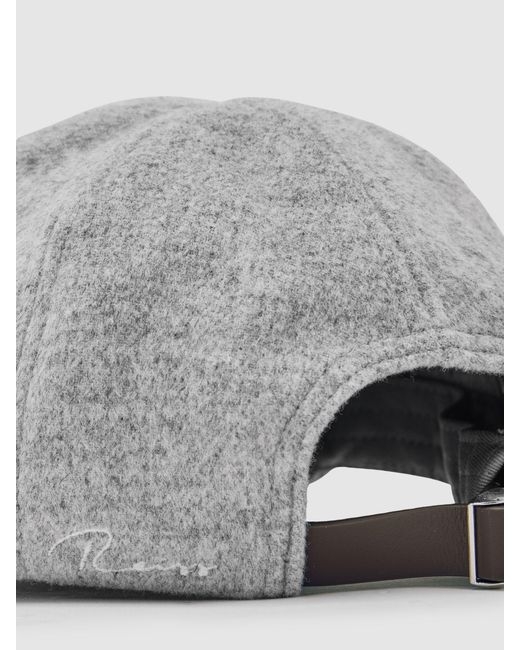 Reiss Gray Sable - Soft Grey Wool-blend Baseball Cap, One for men