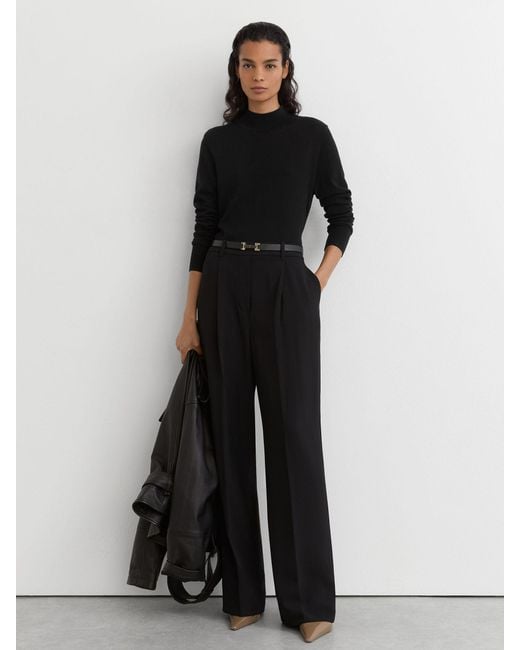 Reiss Rina - Black Ultra-soft Merino Wool High-neck Jumper, L (us 12-14)