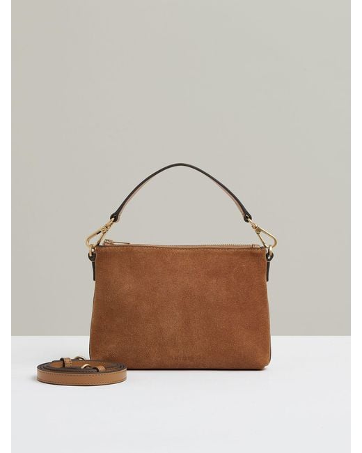Reiss Brown Brompton - Tan Leather And Suede Double-strap Bag, One
