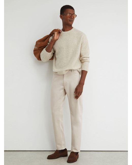 Reiss White Cotton-Stretch Garment-Dyed Slim-Fit Jeans for men