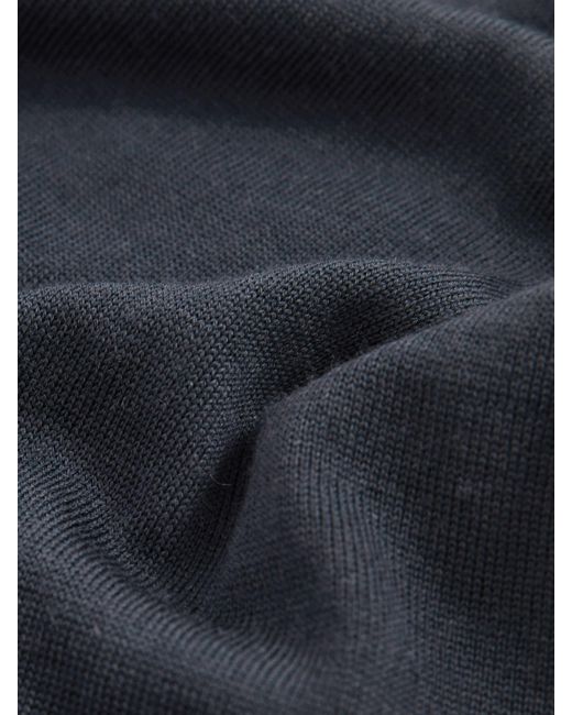 Reiss Blue Wool Open-Collar Polo Shirt for men