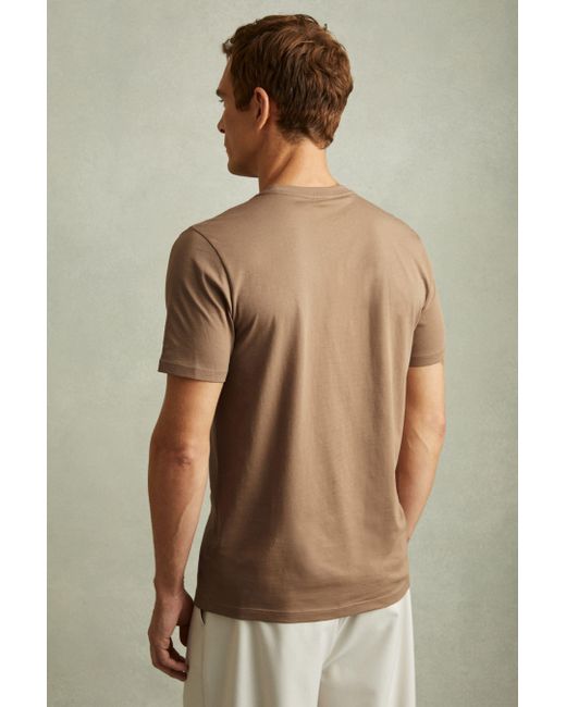 Reiss Green Bless - Camel Cotton Crew Neck T-shirt, S for men