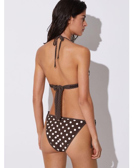 Reiss Multicolor Chocolate & Polka-Dot Triangle Bikini Top