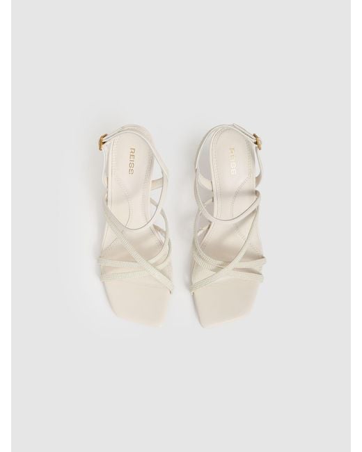Reiss Natural Leather Beaded-Strap Stiletto Sandals