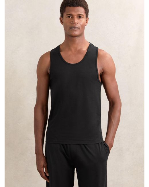 Reiss Black Cotton Loungewear Vests for men