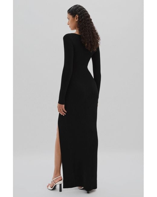 GOOD AMERICAN Black Ribbed Midi Dress