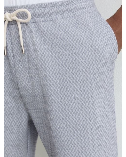 Reiss Gray Jacquard Textured Drawstring Shorts for men