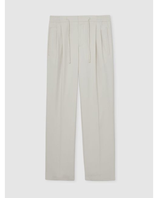 Reiss Multicolor Wide Leg Pleated Drawstring Trousers for men